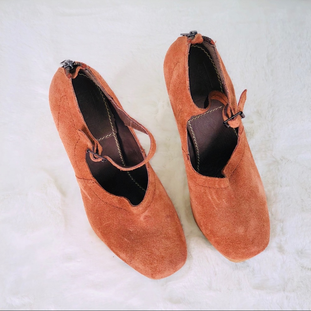 Bacio61 Violino Rust Leather Suede Mary Janes
